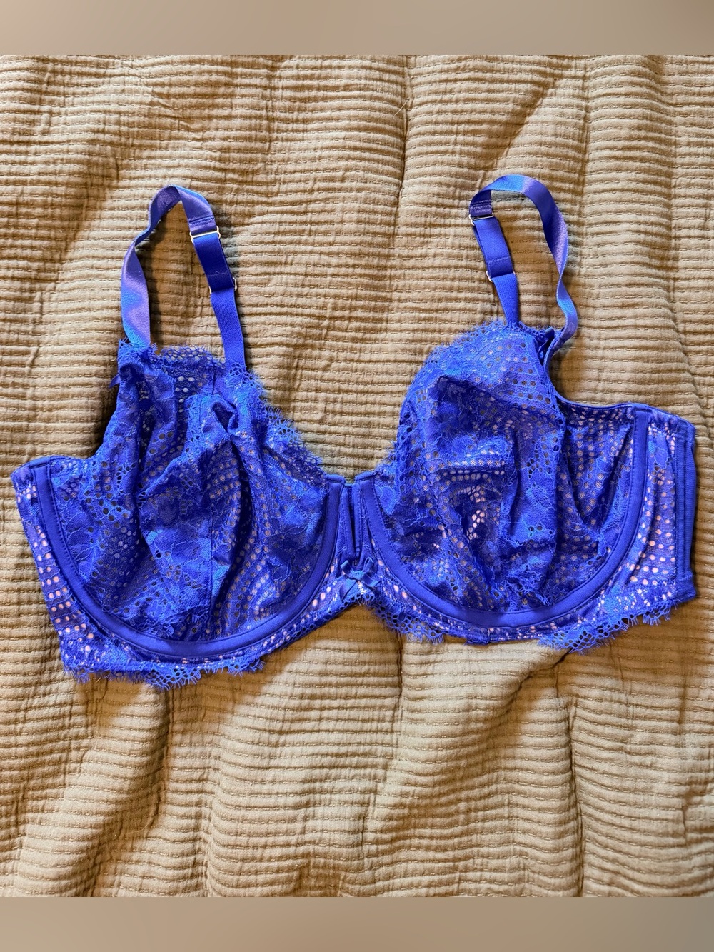 Cacique Blue Lace Unlined Bra 44DDD